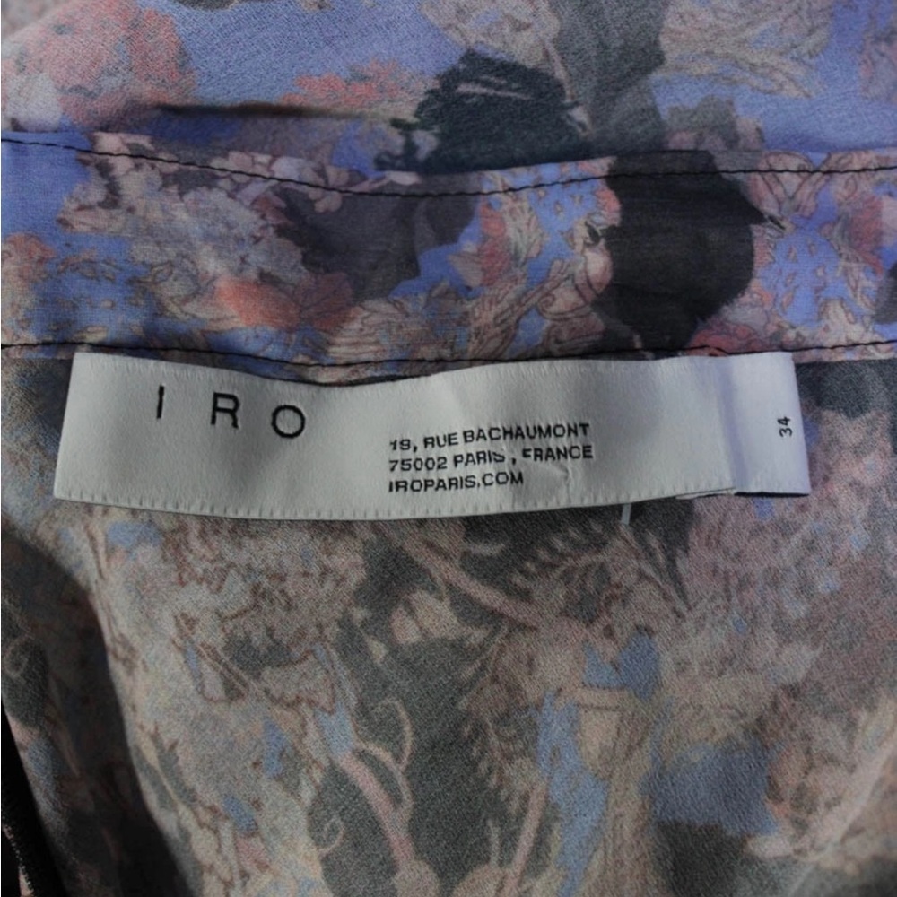IRO “Chronic” Black Blue Floral Ruched Mini Skirt ~ Sz 34 (0 US) - Picture 8 of 9